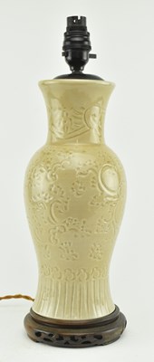 Lot 112 - VINTAGE CHINESE CELADON WARE VASE CONVERTED TO LAMP
