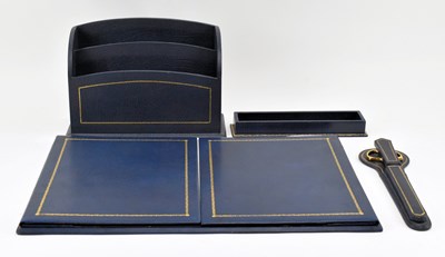 Lot 113 - JARROLDS KNIGHTSBRIDGE - MOROCCO LEATHER DESK SET IN NAVY