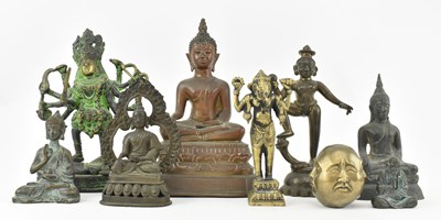Lot 75 - COLLECTION OF NINE 20TH CENTURY THAI & INDIAN METAL FIGURINES