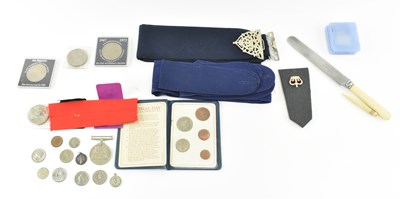 Lot 143 - EPNS NURSES BELT BUCKLE T/W WW2 DEFENCE MEDAL & COINS
