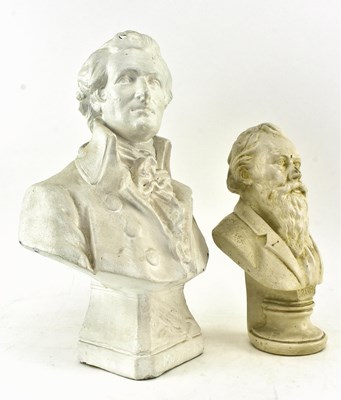 Lot 28 - TWO HIGH VICTORIAN GESSO PLASTER BUSTS OF MUSICIANS - MOZART & BRAHMS