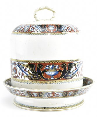 Lot 14 - VICTORIAN STONEWARE CERAMIC LIDDED CHEESE DOME WITH NEOCLASSICAL DESIGN