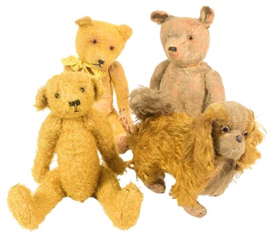 Lot 224 - COLLECTION OF VINTAGE SOFT TOY TEDDY BEARS & DOG