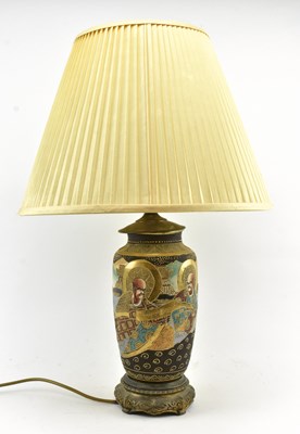 Lot 155 - 20TH CENTURY JAPANESE SATSUMAWARE VASE CONVERTED TO LAMP