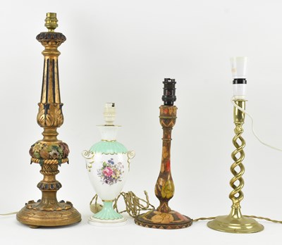 Lot 157 - COLLECTION OF VINTAGE 20TH CENTURY TABLE LAMPS INCL. CROWN DERBY & TOLEWARE