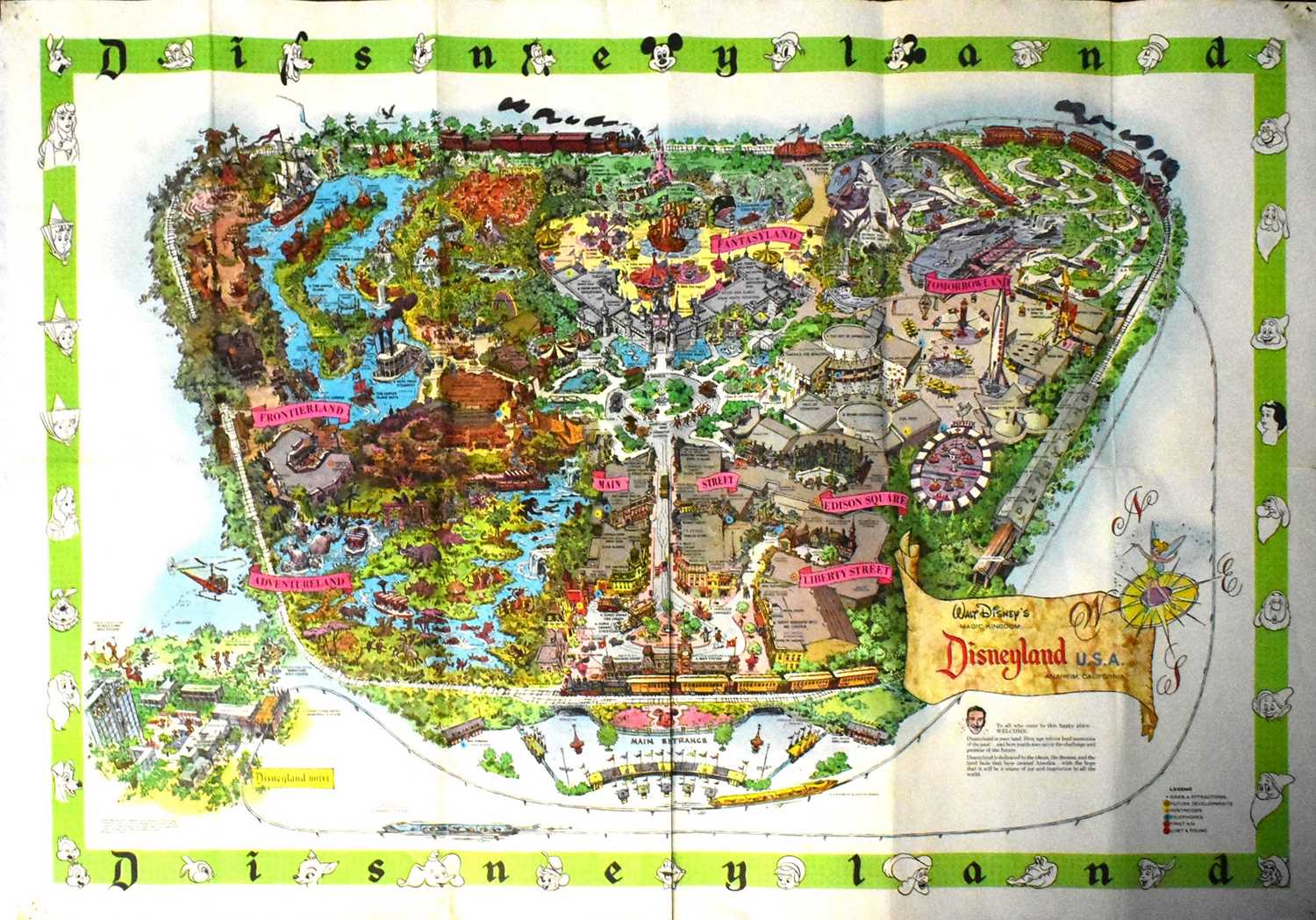 Lot 60 - WALT DISNEY’S DISNEYLAND - ORIGINAL 1964 MAP OF THE RESORT