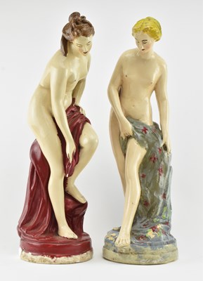 Lot 161 - PAIR OF VINTAGE MID CENTURY NEOCLASSICAL PLASTER FIGURES OF LADIES