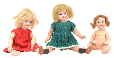 Lot 383 - COLLECTION OF X3 GERMAN BISQUE HEADED DOLLS