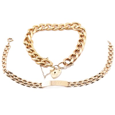 Lot 134 - GOLD CHAIN LINK BRACELET & 9CT GOLD NAME PLATE BRACELET