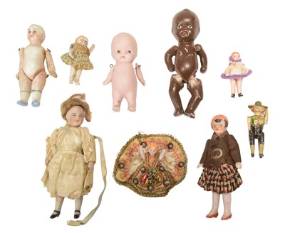 Lot 40 - COLLECTION OF ANTIQUE MINIATURE BISQUE HEADED DOLLS