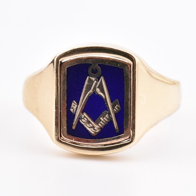 Lot 104 - HALLMARKED 9CT GOLD MASONIC FLIP RING