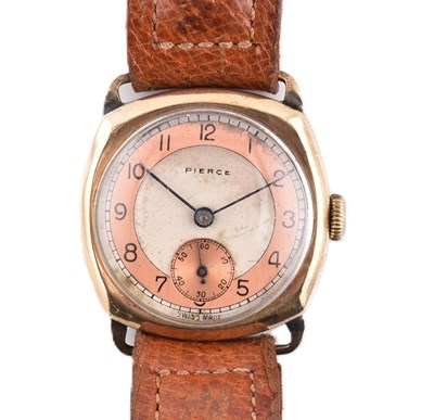 Lot 218 - PIERCE HALLMARKED 9CT GOLD WRISTWATCH