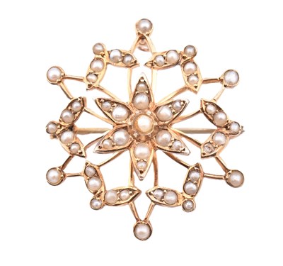 Lot 136 - 9CT GOLD PEARL STAR BROOCH PIN