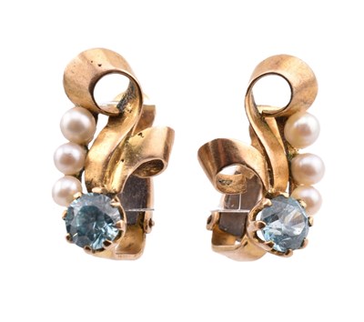 Lot 188 - 9CT GOLD ZIRCON & PEARL EARRINGS