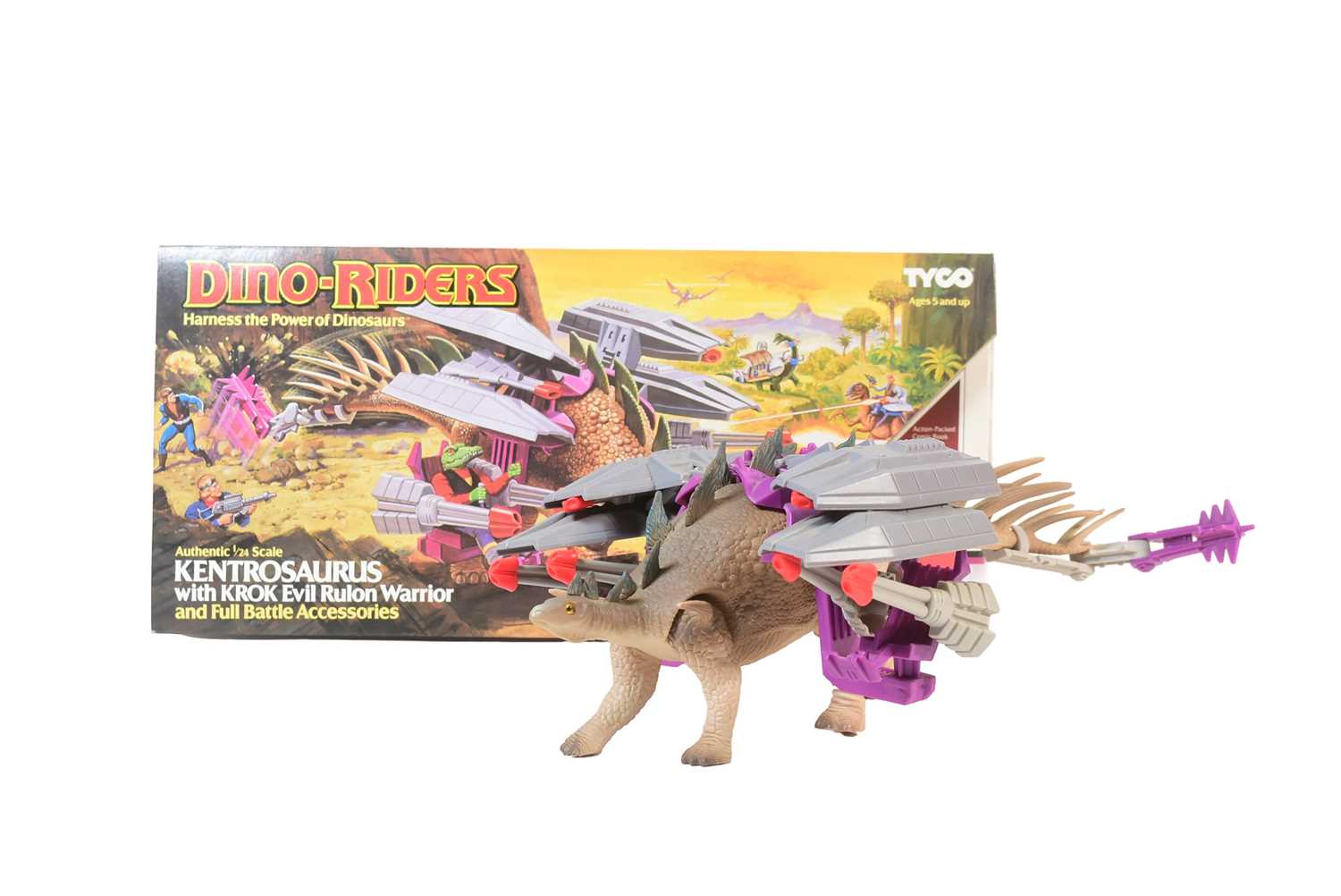 Lot 589 - DINO RIDERS - VINTAGE TYCO DINO RIDERS KENTROSAURUS PLAYSET