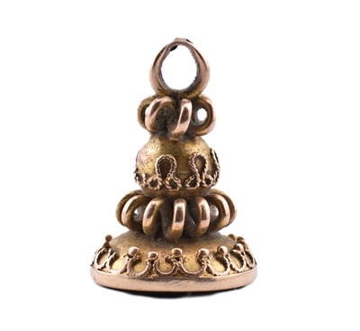 Lot 249 - GOLD & BANDED AGATE SEAL FOB