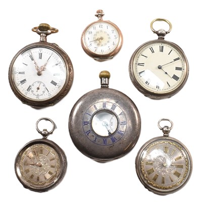 Lot 389 - SIX SILVER POCKET WATCHES