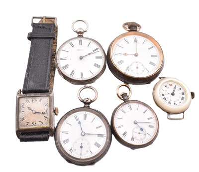 Lot 348 - THREE SILVER WATCHES & THREE OTHERS INC OMEGA