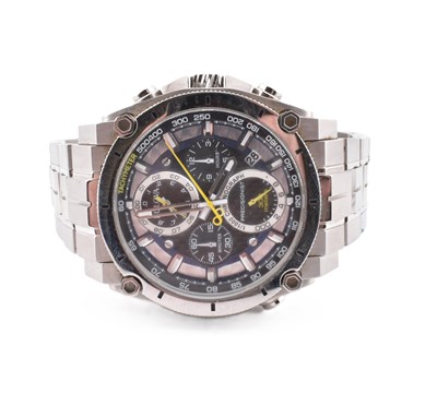 Lot 342 - BULOVA STAINLESS STEEL PRECISIONIST CHRONOGRAPH WRISTWATCH