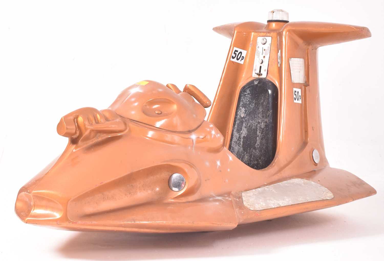 Lot 495 - VINTAGE FAIRGROUND JUVENILE RIDE IN THE FORM OF GOLD SPACE SHIP
