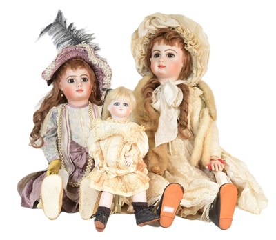 Lot 130 - DOLLS - TWO 20TH CENTURY BISQUE HEADED DOLLS