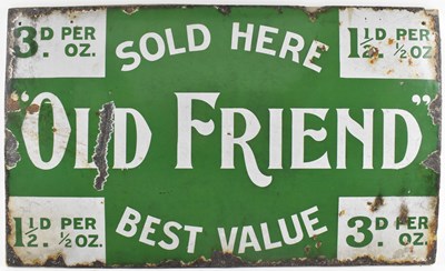 Lot 35 - OLD FRIEND - POINT OF SALE SHOP DISPLAY ADVERTISING ENAMEL SIGN