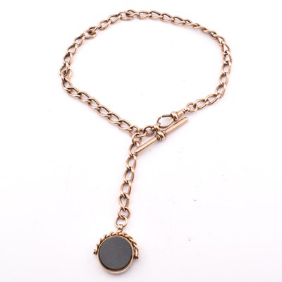 Lot 57 - EARLY 20TH CENTURY HALLMARKED 9CT ROSE GOLD WATCH CHAIN & FOB