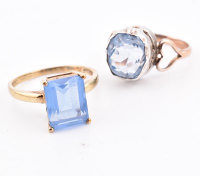 Lot 306 - HALLMARKED 9CT GOLD & PASTE RING & 9CT GOLD & SILVER & PASTE RING