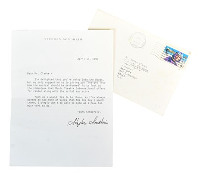 Lot 232 - STEPHEN SONDHEIM (D.2021) - AUTOGRAPHED LETTER