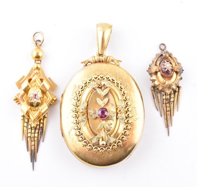 Lot 82 - THREE 19TH CENTURY VICTORIAN GEM SET NECKLACE PENDANTS