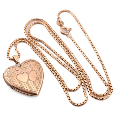 Lot 279 - 10CT GOLD HEART LOCKET PENDANT ON 18CT GOLD CHAIN NECKLACE