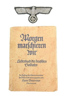 Lot 173 - WWII SECOND WORLD WAR GERMAN UNIFORM PATCH & SONG BOOK