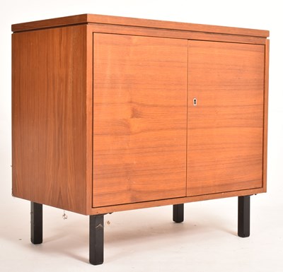 Lot 807 - MID-CENTURY TEAK HI-FI / OFFICE DOUBLE DOOR CUPBOARD