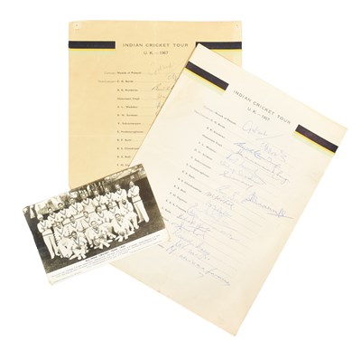 Lot 111 - CRICKET - INDIAN CRICKET TEAM 1967 SIGNED TEAMSHEET