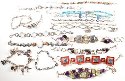 Lot 354 - QUANTITY OF SILVER BRACELETS