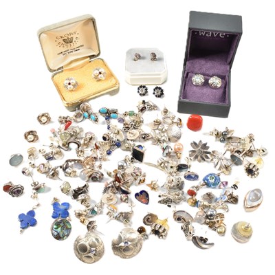 Lot 361 - QUANTITY OF SILVER & WHITE METAL GEM SET EARRINGS