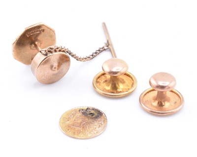 Lot 148 - 9CT GOLD BUTTON STUDS PIN & COLUMBIA GOLD COIN