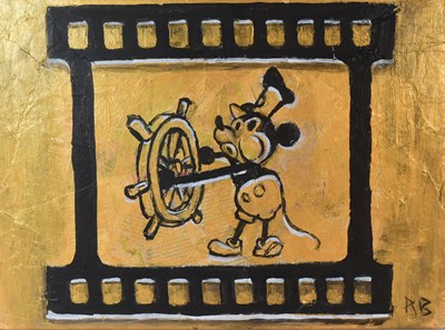 Lot 122 - RICHARD BAZLEY (B.1962) - 'STEAMBOAT WILLIE' - MIXED MEDIA PAINTING