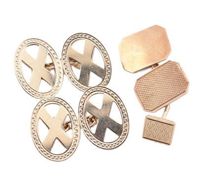 Lot 195 - COLLECTION OF HALLMARKED 9CT GOLD CUFFLINKS & A PIN