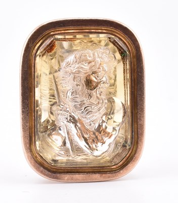 Lot 10 - GEORGIAN GOLD & CITRINE SEAL FOB WITH POSEIDON INTAGLIO