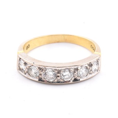 Lot 484 - HALLMARKED 18CT GOLD & DIAMOND HALF HOOP RING
