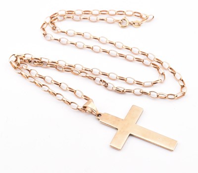 Lot 86 - HALLMARKED 9CT GOLD CHAIN NECKLACE WITH CROSS PENDANT