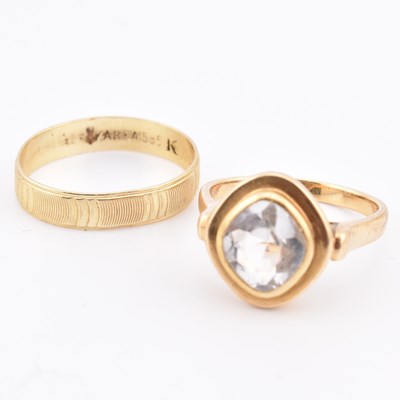 Lot 108 - TWO 14CT GOLD RINGS INCLUDING AQUAMARINE