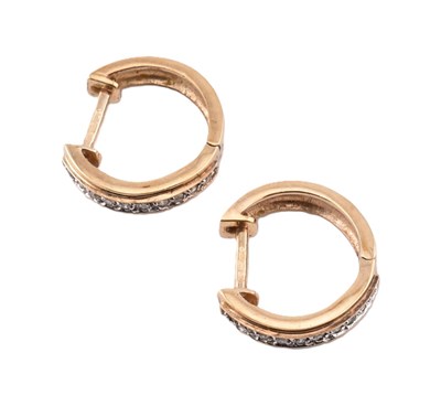 Lot 251 - HALLMARKED 9CT GOLD & DIAMOND HINGED HOOP EARRINGS