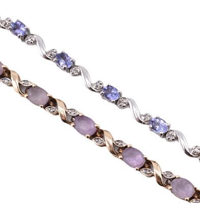 Lot 95 - TWO 9CT GOLD & GEM SET LINE BRACELETS