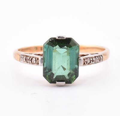 Lot 110 - ART DECO 18CT GOLD PLATINUM TOURMALINE & DIAMOND RING