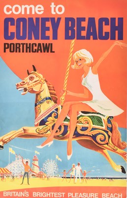 Lot 143 - CONEY BEACH - RAILWAY ADVERTISING FULL-COLOUR ART POSTER