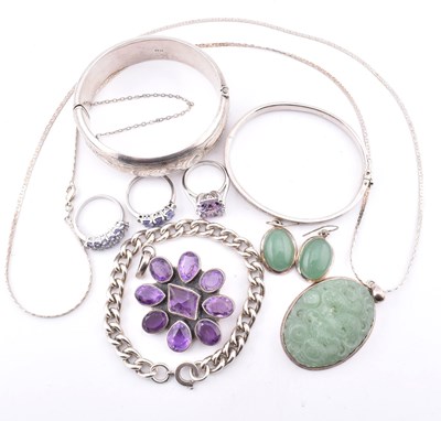 Lot 124 - COLLECTION OF SILVER & GEM SET JEWLLERY
