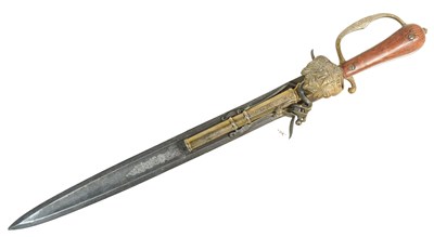 Lot 297 - REPLICA 18TH CENTURY FLINTLOCK PISTOL SWORD