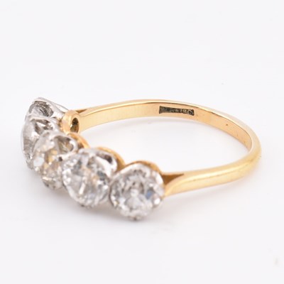 Lot 35 - 18CT GOLD & PLATINUM DIAMOND FIVE STONE RING